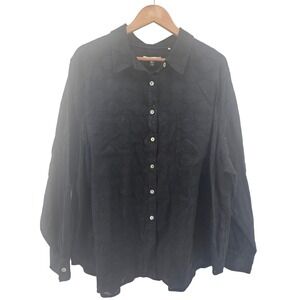 Foxcroft Women's 24W Non-Iron Shirt Black Polka Dot Texture Office Professional